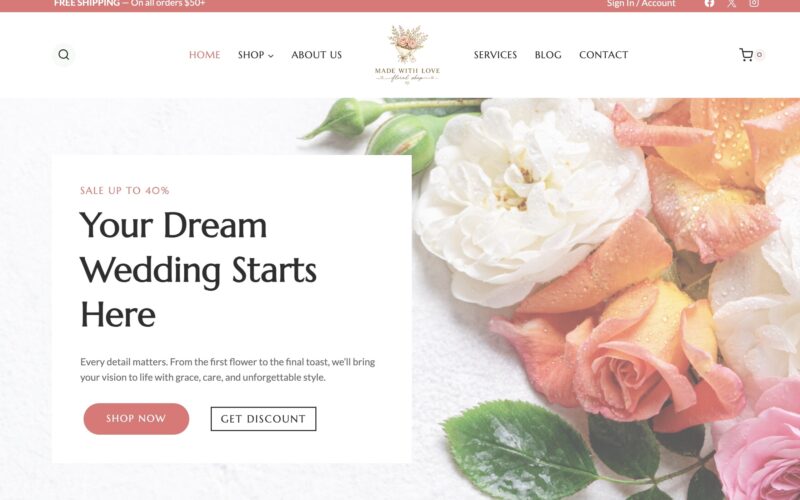 Floral Shop Website: online store included!
