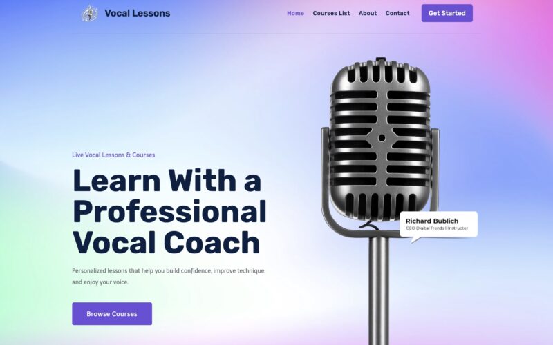 Vocal Lessons Vebsite