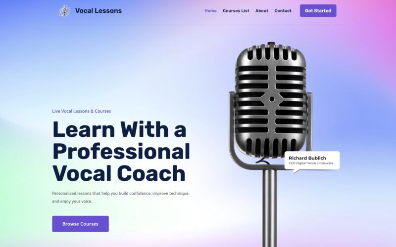 Vocal Lessons School Website